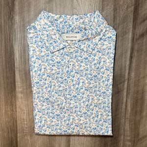 Bugatchi 8 Way Stretch Victor Floral Air Blue Polo - Large